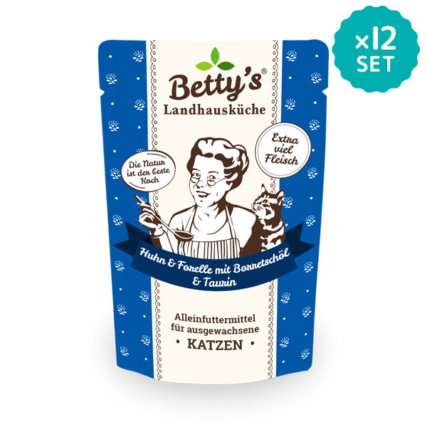 鶏肉と鱒のブイヨン煮込み 100g for Cat【12袋セット】 (ベティおばあちゃんのキャットフード)
