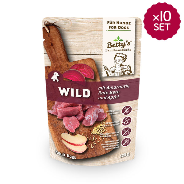 鹿肉と猪肉のブイヨン煮込み 125g for Dog 【10袋セット】(ベティおばあちゃんのドッグフード)